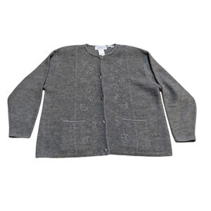 Vintage Jantzen Wool Hand Beaded Cardigan Sweater XL Artsy